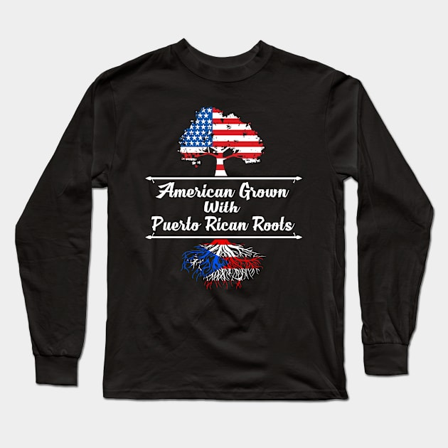 American grown with Puerto Rican Roots Long Sleeve T-Shirt by TEEPHILIC